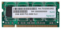 Apacer DDR2 800 SO-DIMM 2Gb opiniones, Apacer DDR2 800 SO-DIMM 2Gb precio, Apacer DDR2 800 SO-DIMM 2Gb comprar, Apacer DDR2 800 SO-DIMM 2Gb caracteristicas, Apacer DDR2 800 SO-DIMM 2Gb especificaciones, Apacer DDR2 800 SO-DIMM 2Gb Ficha tecnica, Apacer DDR2 800 SO-DIMM 2Gb Memoria de acceso aleatorio